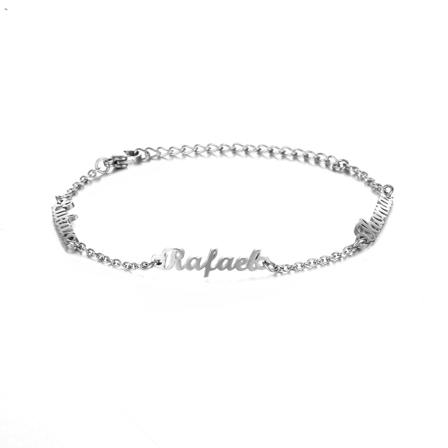 bracciale personalizzato con 3 nomi in acciaio inossidabile