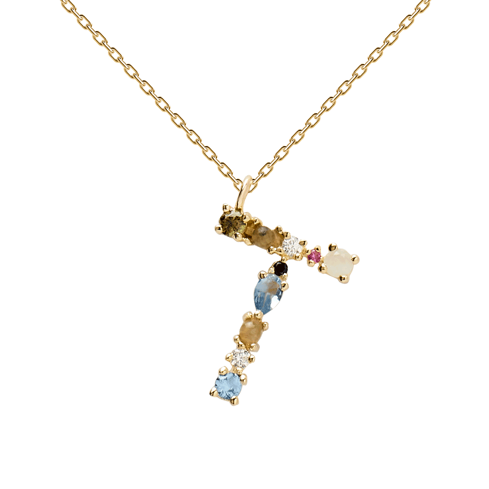 Collana con Iniziale Personalizzata in Argento Placcato Oro