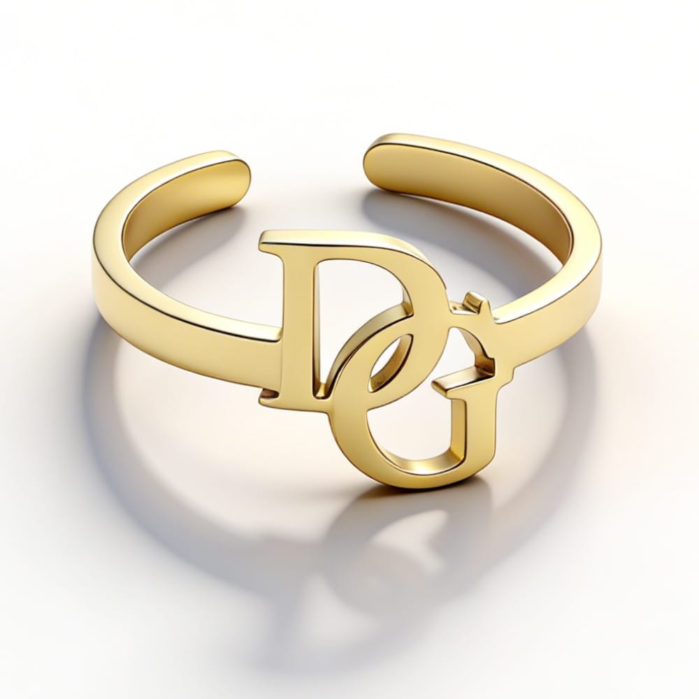 anello iniziali intrecciate monogramma personalizzabile