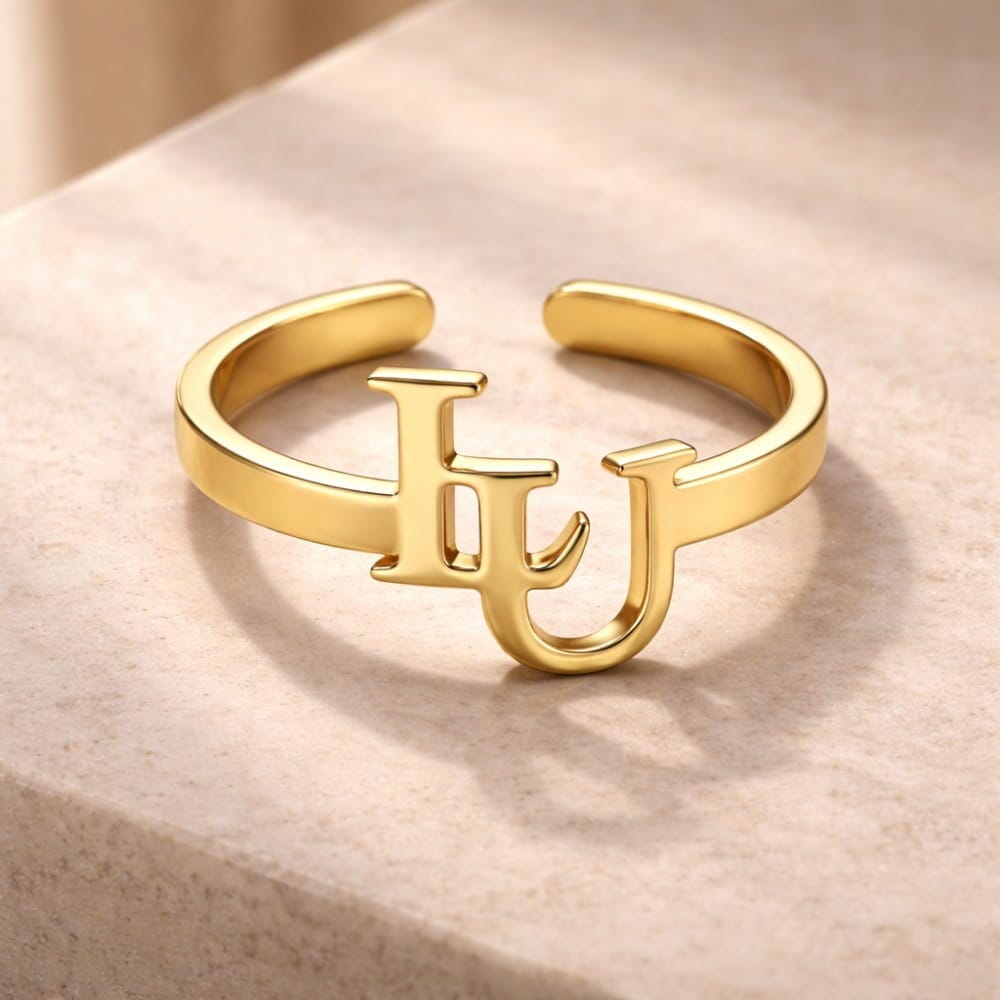 anello iniziali intrecciate monogramma personalizzabile