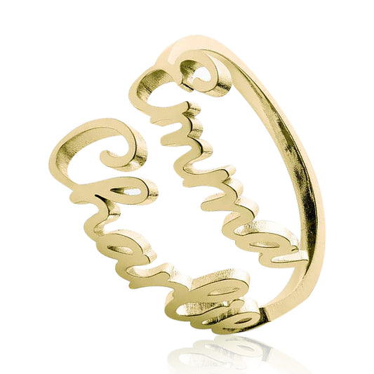 anello personalizzabile con due nomi in acciaio inossidabile placcato