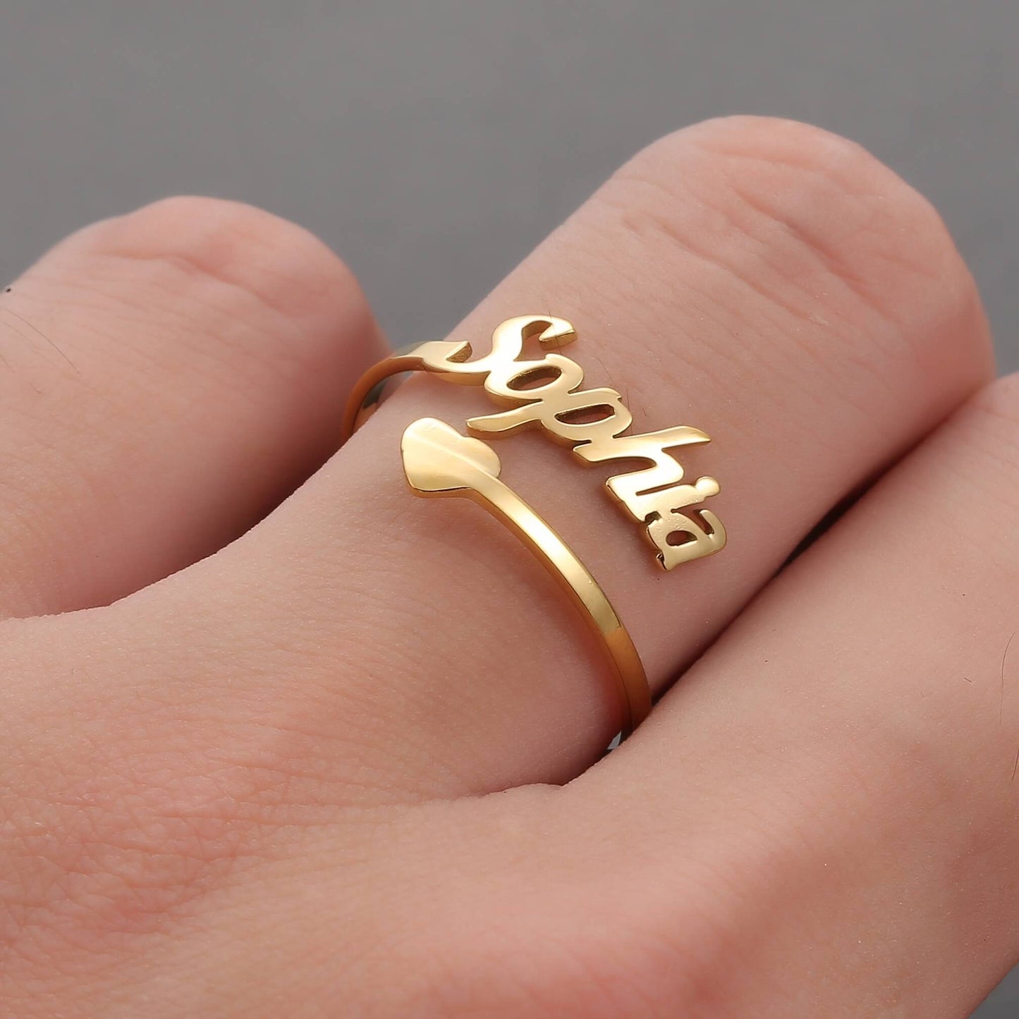 anello personalizzato con nome in acciaio inossidabile