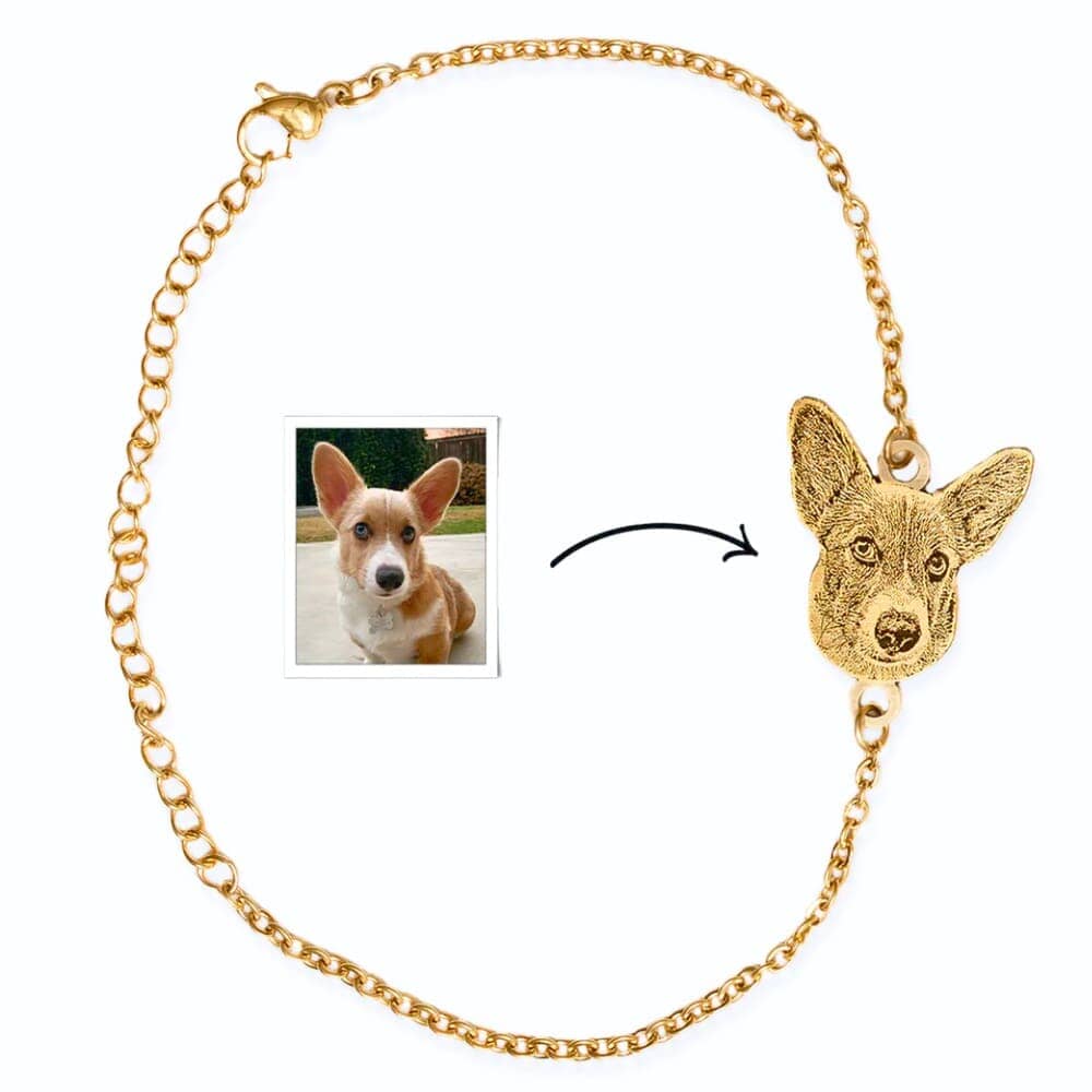 Bracciale Personalizzato con Ritratto Animale Domestico Oro/Argento