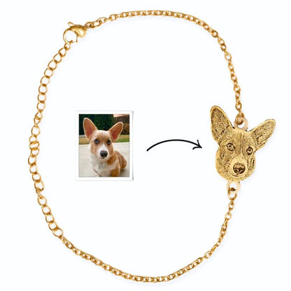 Bracciale Personalizzato con Ritratto Animale Domestico Oro/Argento
