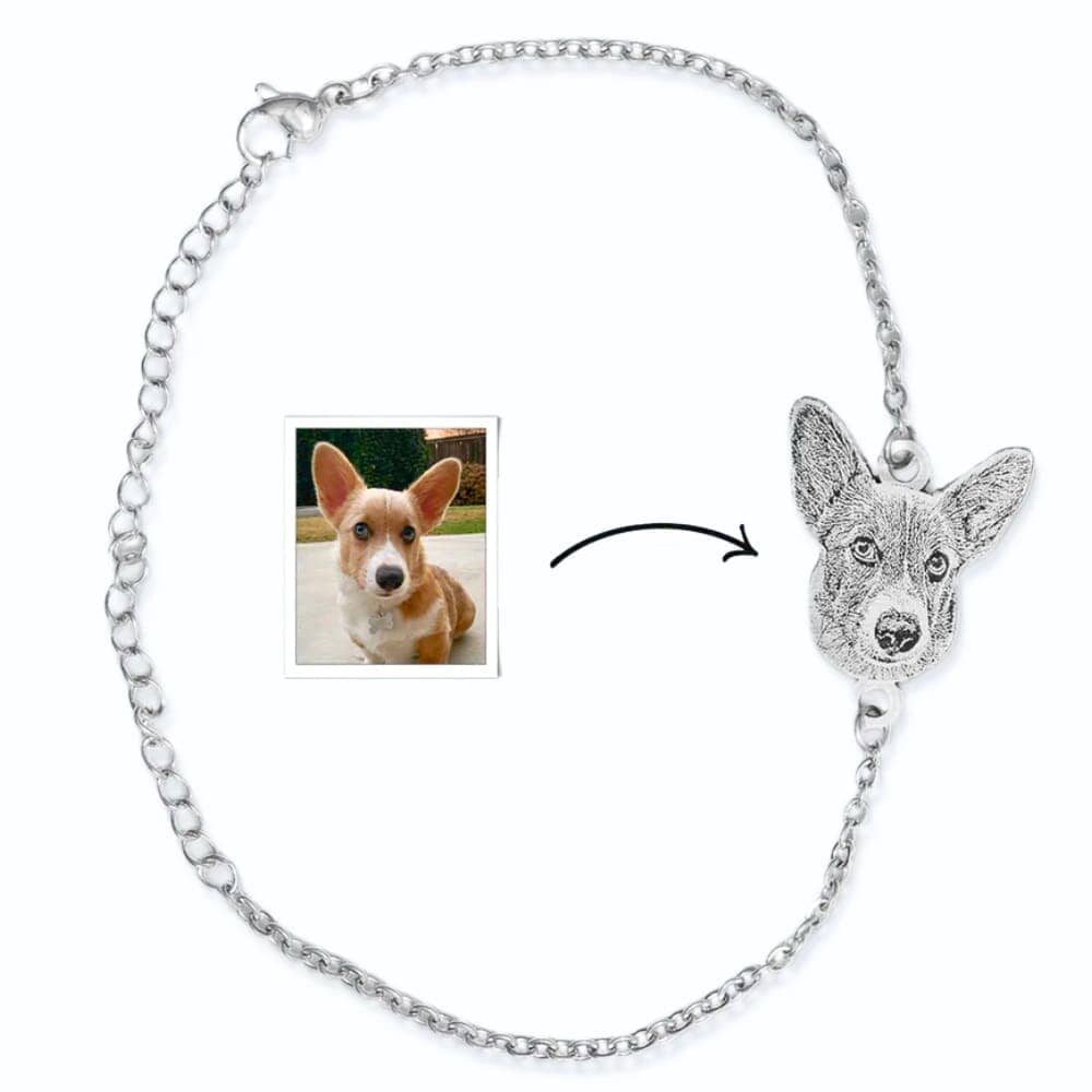 Bracciale Personalizzato con Ritratto Animale Domestico Oro/Argento