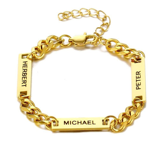 Bracciale Personalizzato con Nomi in Acciaio Oro/Argento