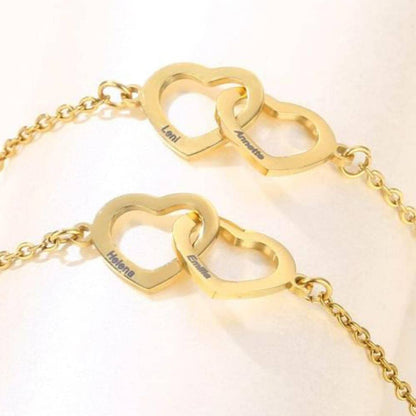 Bracciale Personalizzato con Cuori Intrecciati Oro