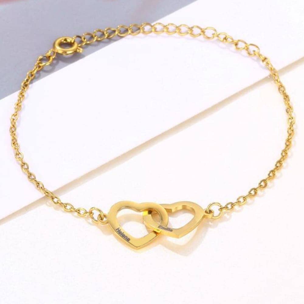 Bracciale Personalizzato con Cuori Intrecciati Oro