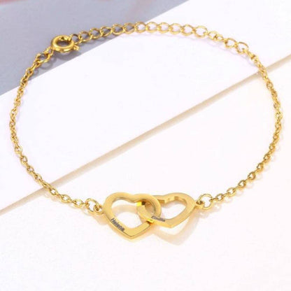 Bracciale Personalizzato con Cuori Intrecciati Oro