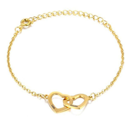 Bracciale Personalizzato con Cuori Intrecciati Oro