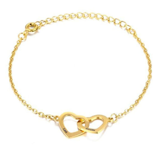 Bracciale Personalizzato con Cuori Intrecciati Oro