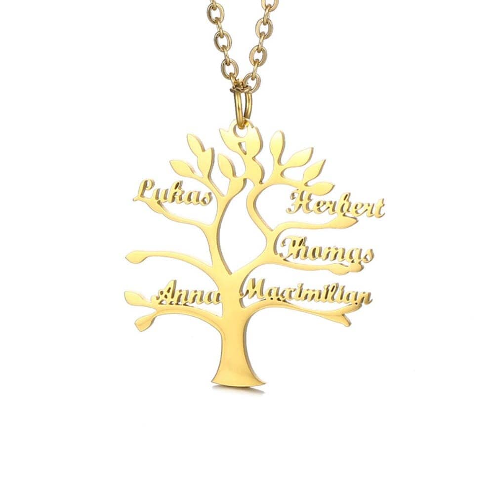 Collana Albero della Vita con Nomi Incisi Oro Argento
