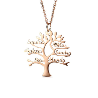 Collana Albero della Vita con Nomi Incisi Oro Argento
