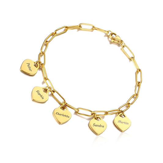 bracciale con ciondoli a cuore personalizzati