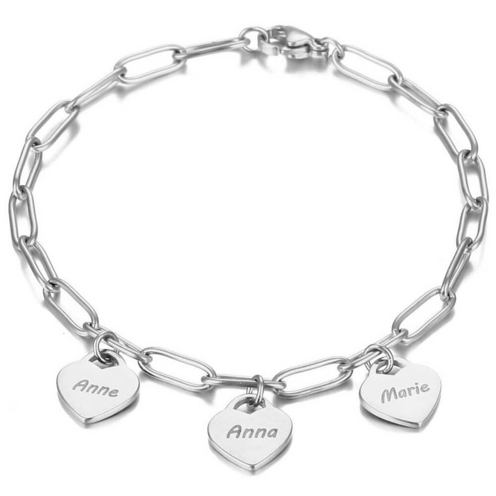 bracciale con ciondoli a cuore personalizzati