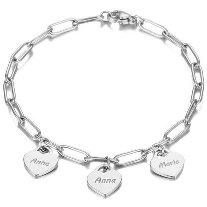 bracciale con ciondoli a cuore personalizzati