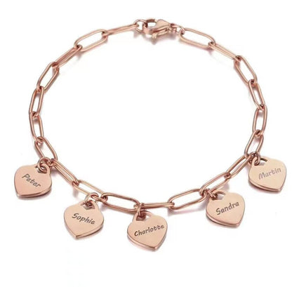 bracciale con ciondoli a cuore personalizzati
