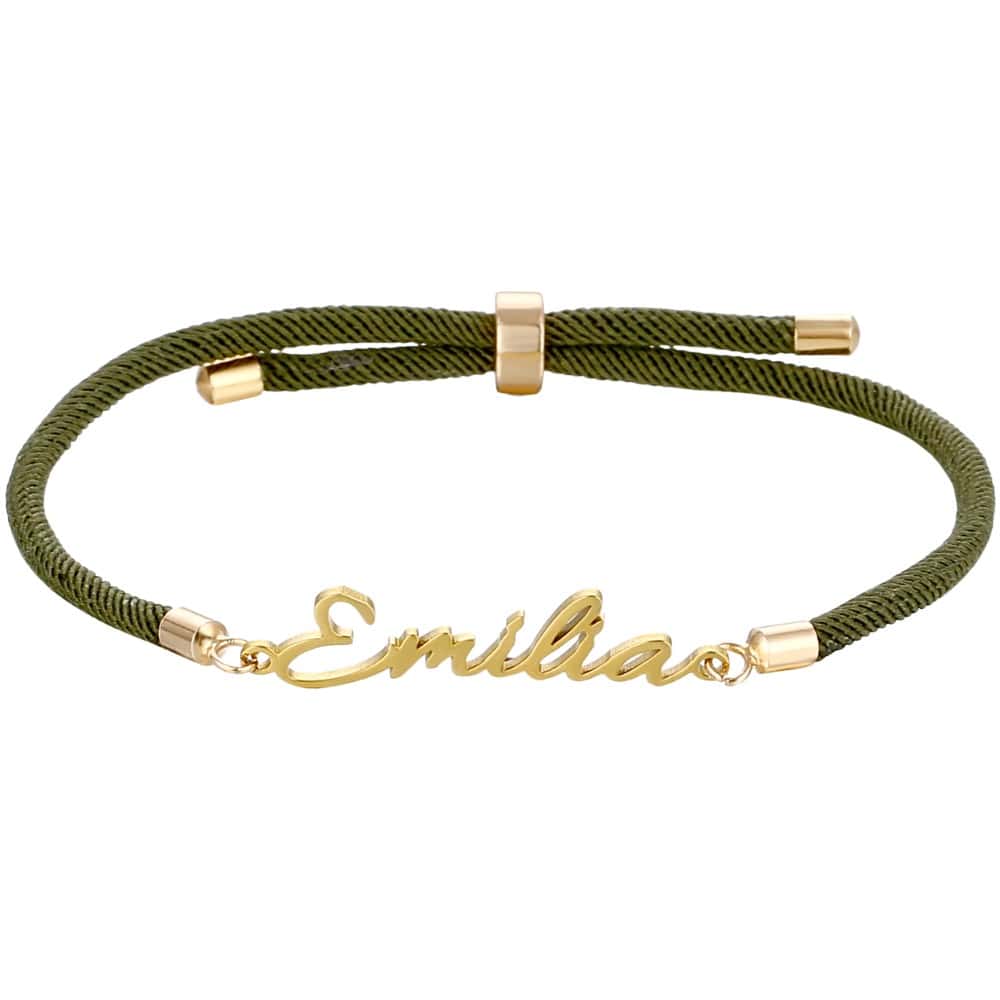 bracciale cordino personalizzabile con nome regolabile e colorato