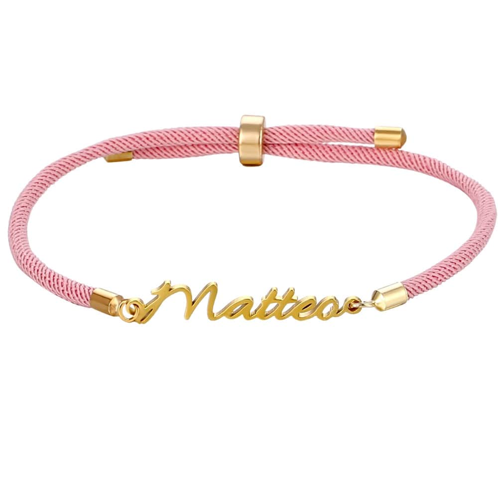 bracciale cordino personalizzabile con nome regolabile e colorato
