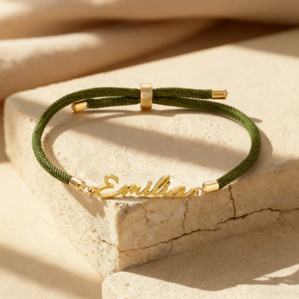 bracciale cordino personalizzabile con nome regolabile e colorato