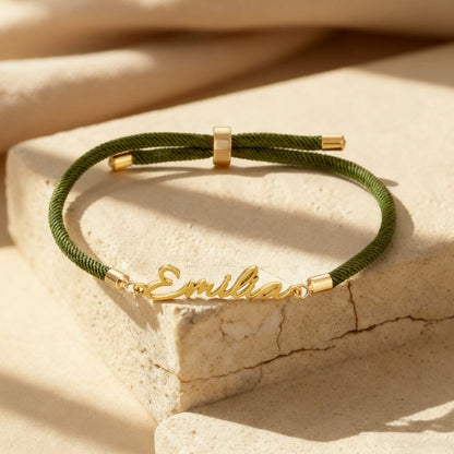 bracciale cordino personalizzabile con nome regolabile e colorato