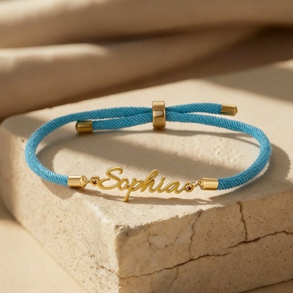 bracciale cordino personalizzabile con nome regolabile e colorato