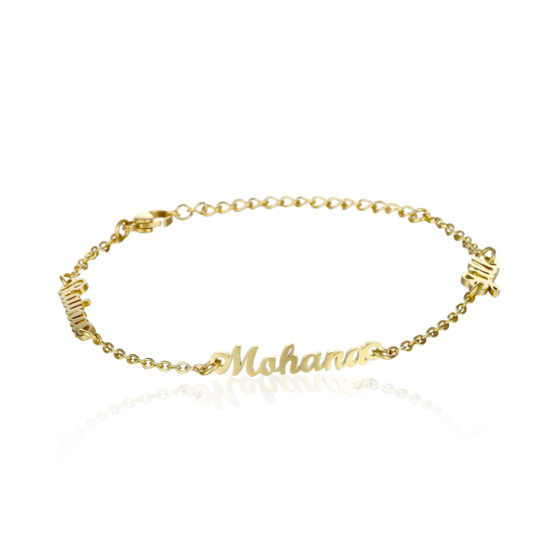 bracciale personalizzato con 3 nomi in acciaio inossidabile