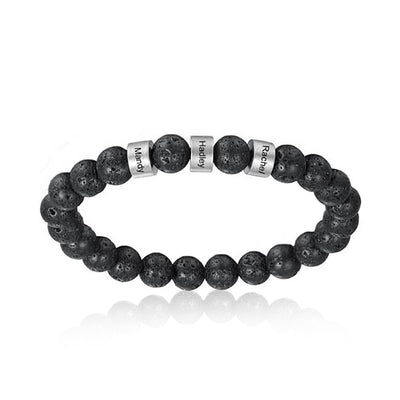 Bracciale Personalizzato con Nomi in Acciaio e Pietre Naturali