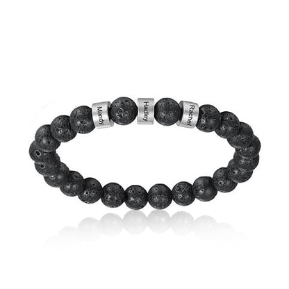 bracciale personalizzato con nomi in acciaio e pietre naturali