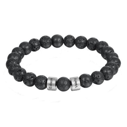 bracciale personalizzato con nomi in acciaio e pietre naturali