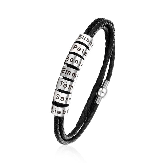 bracciale uomo in pelle con nomi personalizzati