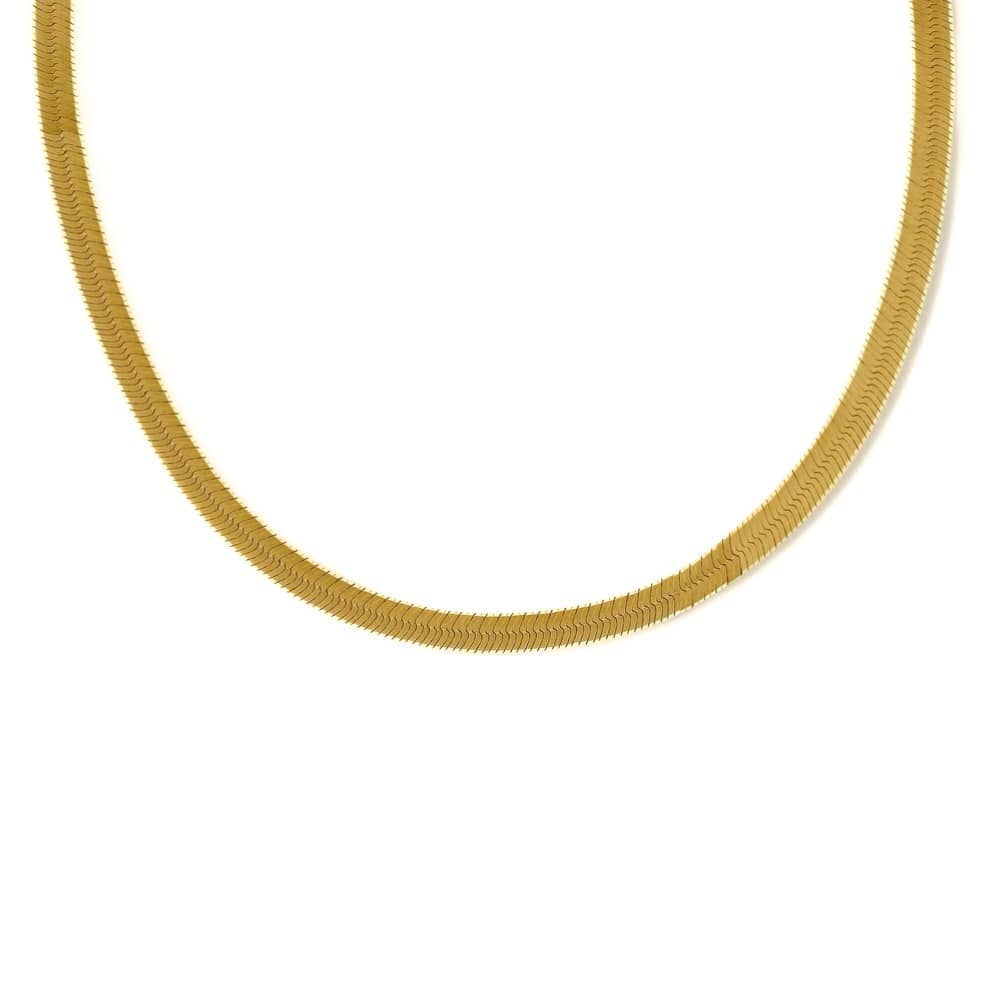 Collana Herringbone Larga 5mm Placcata Oro 18K