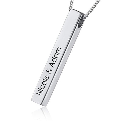 Collana Personalizzata con Nome, Barra Incisa in Acciaio e Placcato Oro