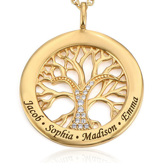 collana albero della vita personalizzabile con nomi e zirconi