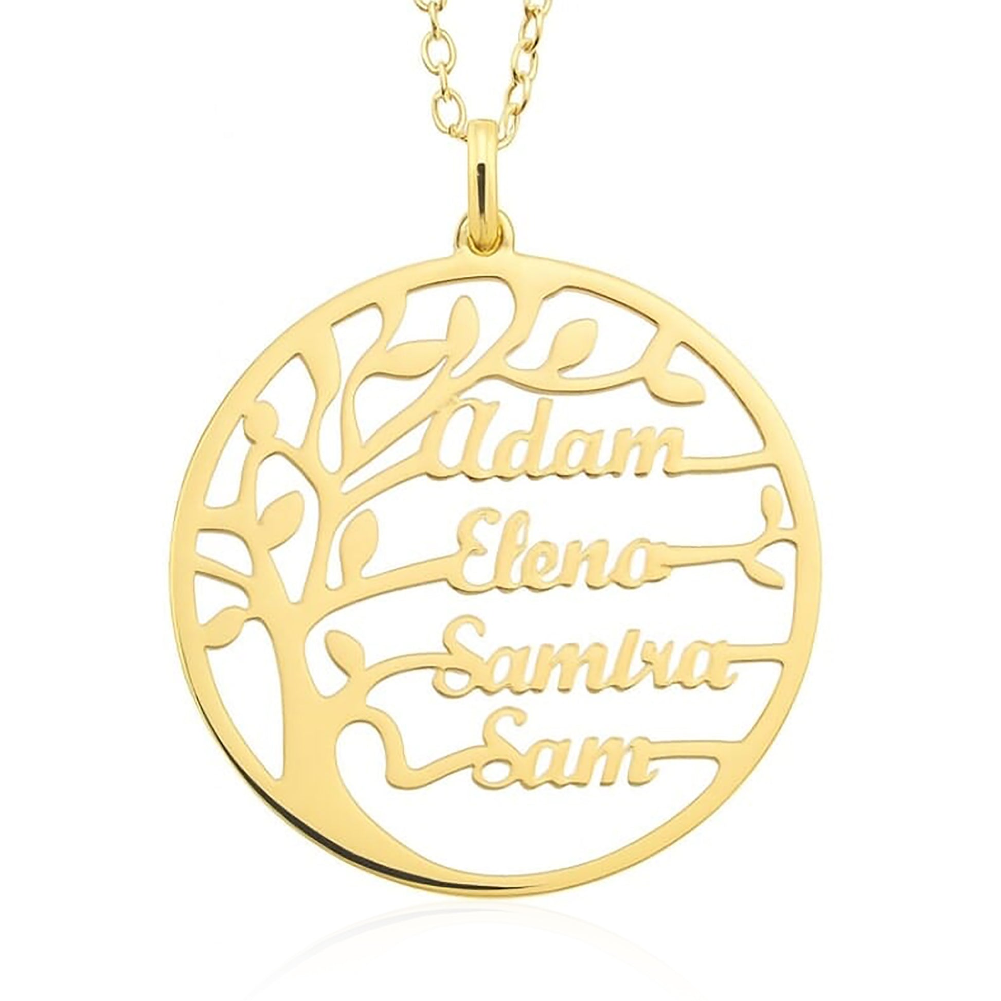 collana albero della vita personalizzata con nomi in acciaio
