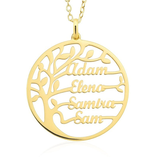 collana albero della vita personalizzata con nomi in acciaio
