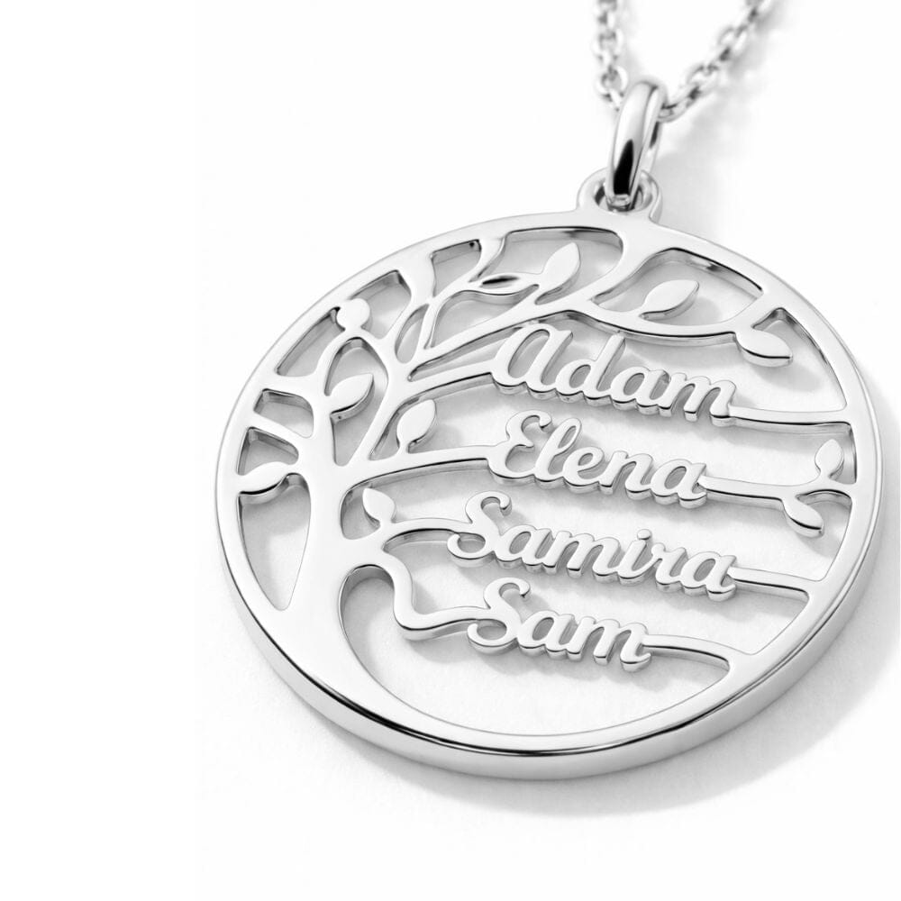 collana albero della vita personalizzata con nomi in acciaio