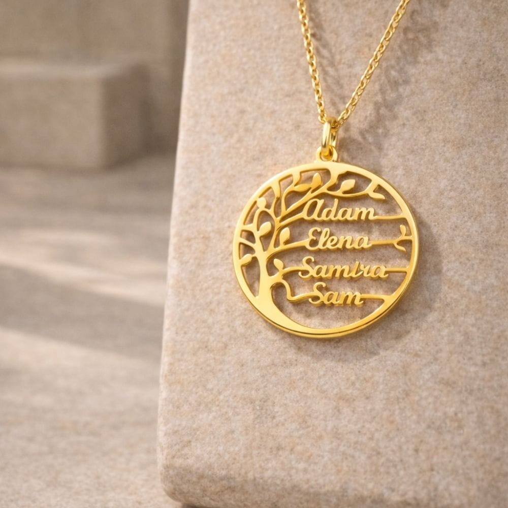 collana albero della vita personalizzata con nomi in acciaio