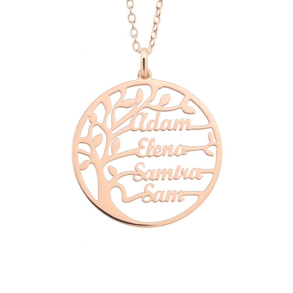 collana albero della vita personalizzata con nomi in acciaio