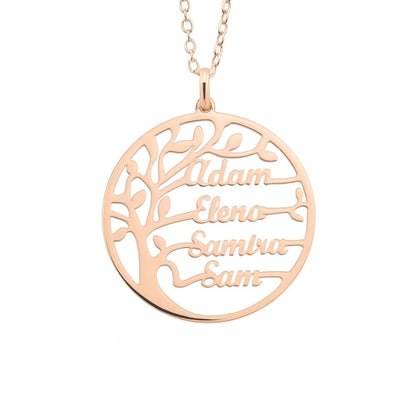 collana albero della vita personalizzata con nomi in acciaio