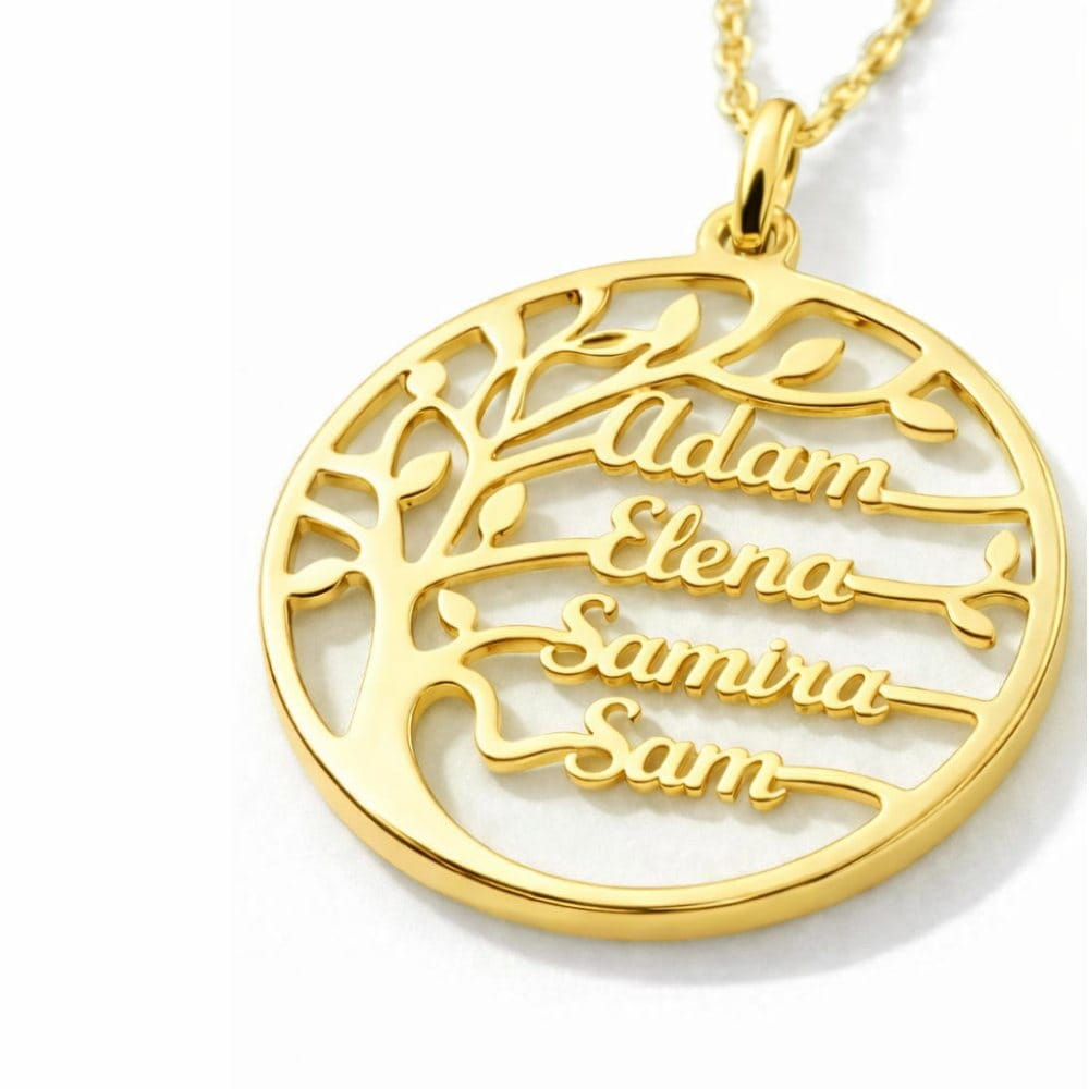 collana albero della vita personalizzata con nomi in acciaio