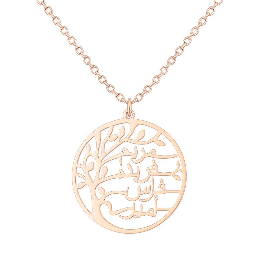 collana albero della vita personalizzata con nomi incisi in acciaio
