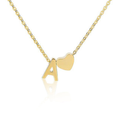 Collana con Iniziale e Cuore Personalizzabile Placcato Oro o Color Argento