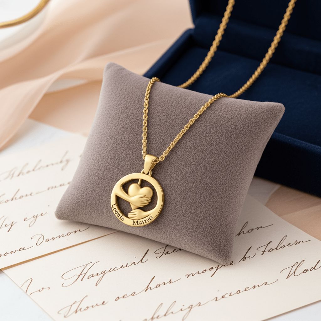 collana cuore abbracciante personalizzabile con incisione