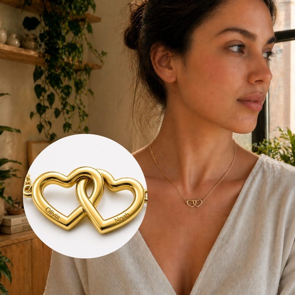 collana cuori connessi personalizzabile con due iniziali