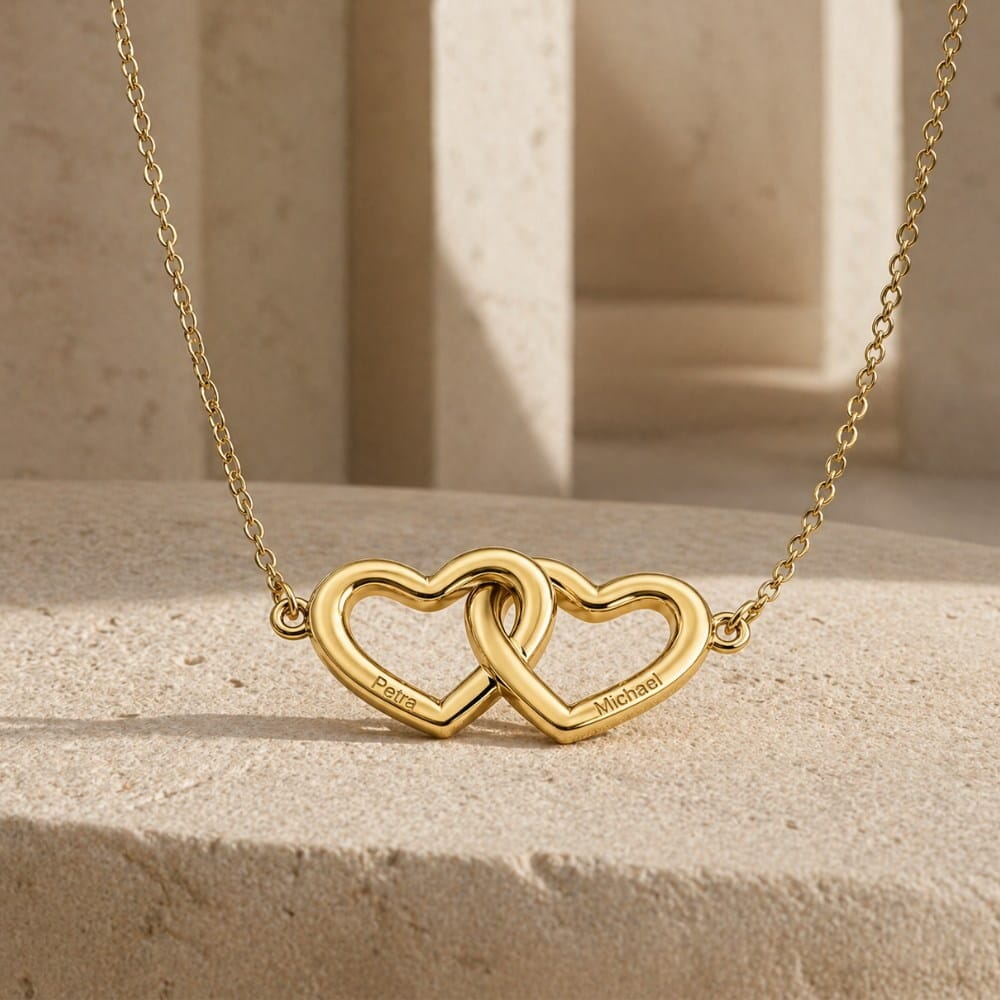 collana cuori connessi personalizzabile con due iniziali