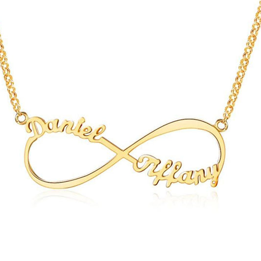 collana infinito personalizzabile con nomi in acciaio inossidabile