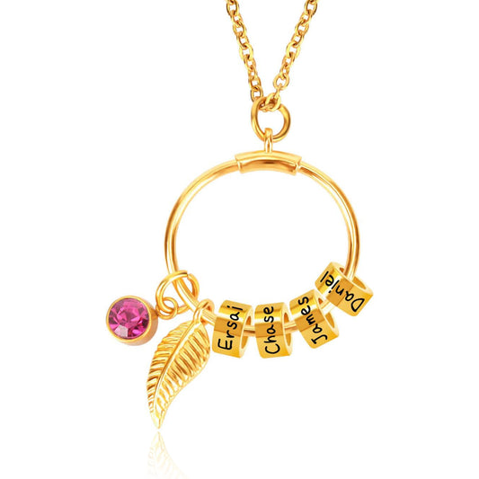 collana personalizzabile con cerchi incisi e nomi acciaio