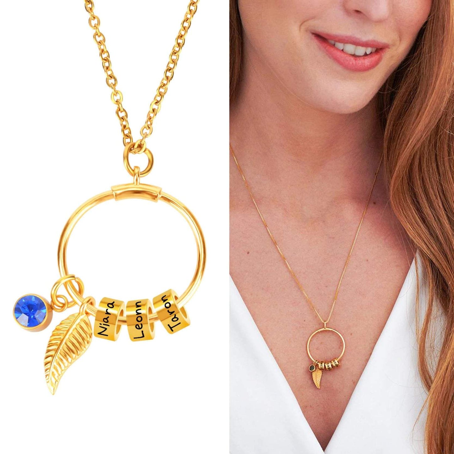 collana personalizzabile con cerchi incisi e nomi acciaio
