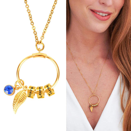 collana personalizzabile con cerchi incisi e nomi acciaio